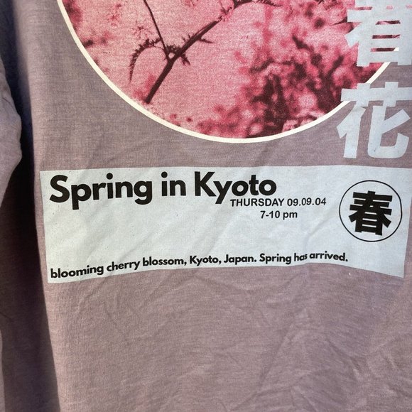 Urban‎ Outfitters Shirt Spring in Kyoto Long Sleeved M Graphic Print Lavender - Picture 6 of 7